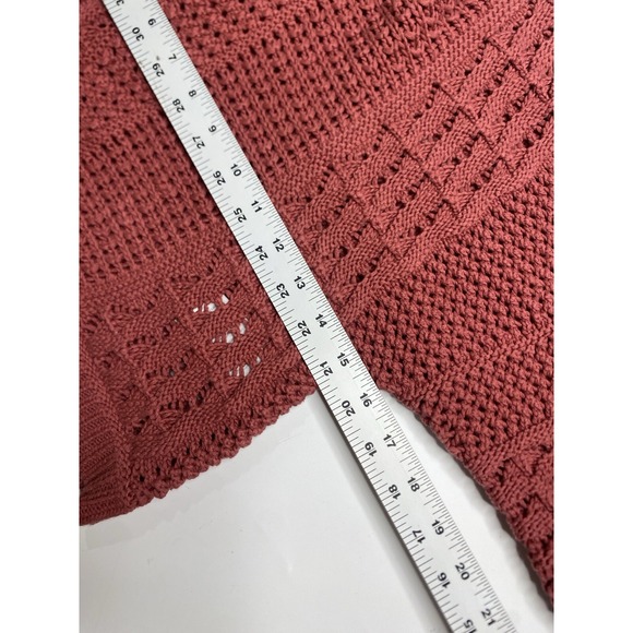 Madewell Women's Pink Crochet-Knit Cable Knit Cotton Cropped Sweater SZ S FA23 - Picture 5 of 9